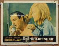 w011 GOLDFINGER movie lobby card #2 '64 Sean Connery & Shirley Eaton!