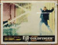 w015 GOLDFINGER movie lobby card #3 '64 Bond sees Oddjob electrocuted!
