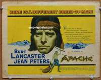 z009 APACHE movie title lobby card '54 Burt Lancaster, Native Americans!