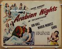 z011 ARABIAN NIGHTS movie title lobby card '42 Sabu, Hall, Maria Montez