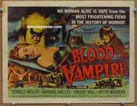 z025 BLOOD OF THE VAMPIRE movie title lobby card '58 frightening fiend!
