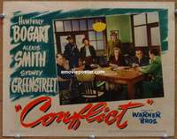 z388 CONFLICT movie lobby card '45 Bogart, Smith, Greenstreet