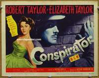 z035 CONSPIRATOR movie title lobby card '49 Robert & Elizabeth Taylor