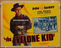 z042 CYCLONE KID movie title lobby card '42 Don Red Barry shooting gun!