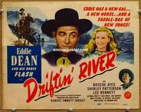 z058 DRIFTIN' RIVER movie title lobby card '46 Eddie Dean, Shirley Patterson