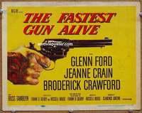z068 FASTEST GUN ALIVE movie title lobby card '56 cool drawn gun image!