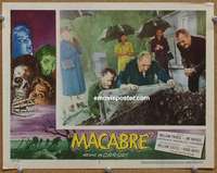 z603 MACABRE movie lobby card #2 '58 opening grave in rain!