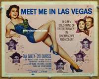 z160 MEET ME IN LAS VEGAS movie title lobby card '56 sexy Cyd Charisse!