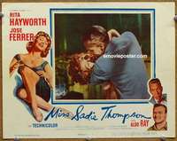 z617 MISS SADIE THOMPSON movie lobby card '54 Rita Hayworth, Ferrer