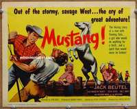 z171 MUSTANG movie title lobby card '59 Jack Buetel, untamed horse fury!