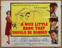 z173 NICE LITTLE BANK THAT SHOULD BE ROBBED movie title lobby card '58 Ewell