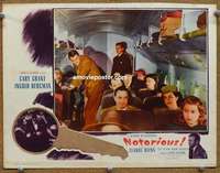 z639 NOTORIOUS #3 movie lobby card R40s Grant & Bergman in airplane!
