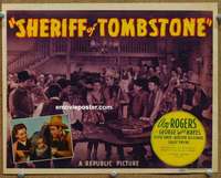 z228 SHERIFF OF TOMBSTONE movie title lobby card '41 Roy Rogers in saloon!