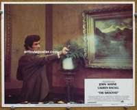 z708 SHOOTIST movie lobby card #6 '76 Hugh O'Brian shoots gun!