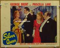 z717 SILVER QUEEN movie lobby card '42 Priscilla Lane, George Brent