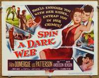 z240 SPIN A DARK WEB movie title lobby card '56 Faith Domergue, film noir!