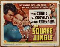 z242 SQUARE JUNGLE movie title lobby card '56 Tony Curtis, Borgnine, boxing!