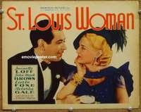 z243 ST LOUIS WOMAN movie title lobby card '34 Loff, Johnny Mack Brown