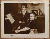z761 SUNNYSIDE #2 movie lobby card R20s Charlie Chaplin by piano!
