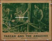 z776 TARZAN & THE AMAZONS movie lobby card #2 R59 Johnny Weissmuller