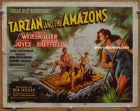 z250 TARZAN & THE AMAZONS movie title lobby card '45 Johnny Weissmuller