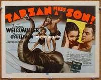z254 TARZAN FINDS A SON movie title lobby card R40s Johnny Weissmuller