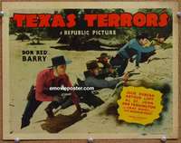 z268 TEXAS TERRORS movie title lobby card '40 Red Barry in shootout!