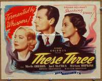 z270 THESE THREE movie title lobby card R46 Merle Oberon, Joel McCrea