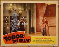 z806 TOBOR THE GREAT movie lobby card #4 '54 funky robot in lab!
