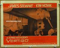 z842 VERTIGO movie lobby card #8 '58 James Stewart scares Kim Novak!
