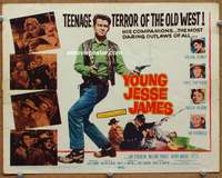 z292 YOUNG JESSE JAMES movie title lobby card '60 wanted teenage outlaw!