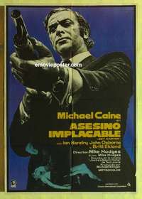 a216 GET CARTER Spanish movie poster '71 Michael Caine w/big gun!