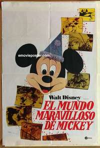 a158 MARVELOUS WORLD OF MICKEY Argentinean movie poster '60s Disney, Mickey Mouse