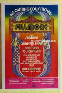 a096 FILLMORE Aust one-sheet movie poster '72 Grateful Dead, Santana