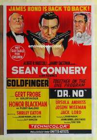 a099 GOLDFINGER/DR NO Aust one-sheet movie poster '66 James Bond
