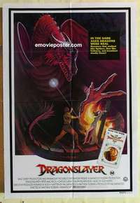 a093 DRAGONSLAYER Aust one-sheet movie poster '81 different Paul Wenzel art!