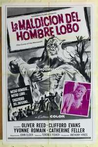 a123 CURSE OF THE WEREWOLF Spanish/U.S. export 1sh R70s Hammer, art OF Reed holding victim + image!