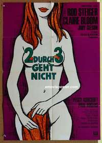 a486 3 INTO 2 WON'T GO German movie poster '69 Steiger, Claire Bloom