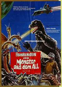a536 DESTROY ALL MONSTERS German movie poster R80s Godzilla!