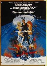 a538 DIAMONDS ARE FOREVER German movie poster '71 Connery as Bond!