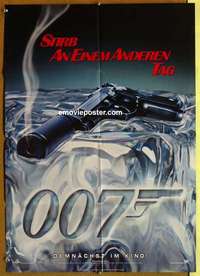a540 DIE ANOTHER DAY teaser German movie poster '02 cool gun on ice!