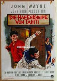 a543 DONOVAN'S REEF German movie poster '63 John Wayne punching!