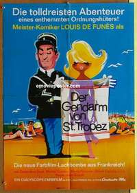 a575 GENDARME OF ST TROPEZ German movie poster '64 Louis de Funes