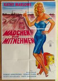 a577 GIRL WITH AN ITCH German '60s art of sexy bad girl hitchhiker Kathy Marlowe!