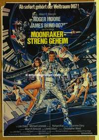 a630 MOONRAKER German movie poster '79 Roger Moore as James Bond!
