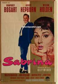 a661 SABRINA German movie poster '54 Audrey Hepburn, William Holden