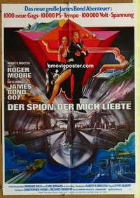 a680 SPY WHO LOVED ME German movie poster '77 Moore as James Bond!