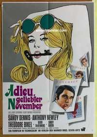 a692 SWEET NOVEMBER German movie poster '68 Sandy Dennis, Newley
