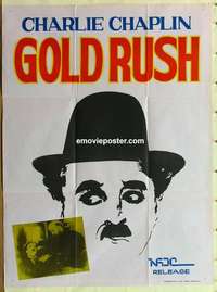 a275 GOLD RUSH Indian movie poster R70s Charlie Chaplin classic!