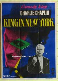 a277 KING IN NEW YORK Indian movie poster R70s Charlie Chaplin